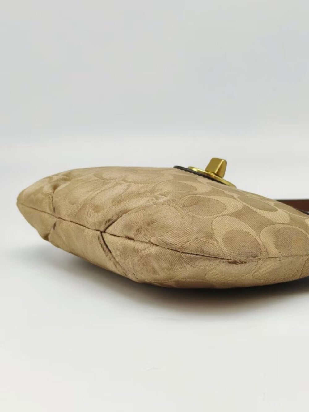 Coach Signature C Canvas Mini Shoulder Bag Brown Leather Turnlock Y2K Vintage - Picture 6 of 13